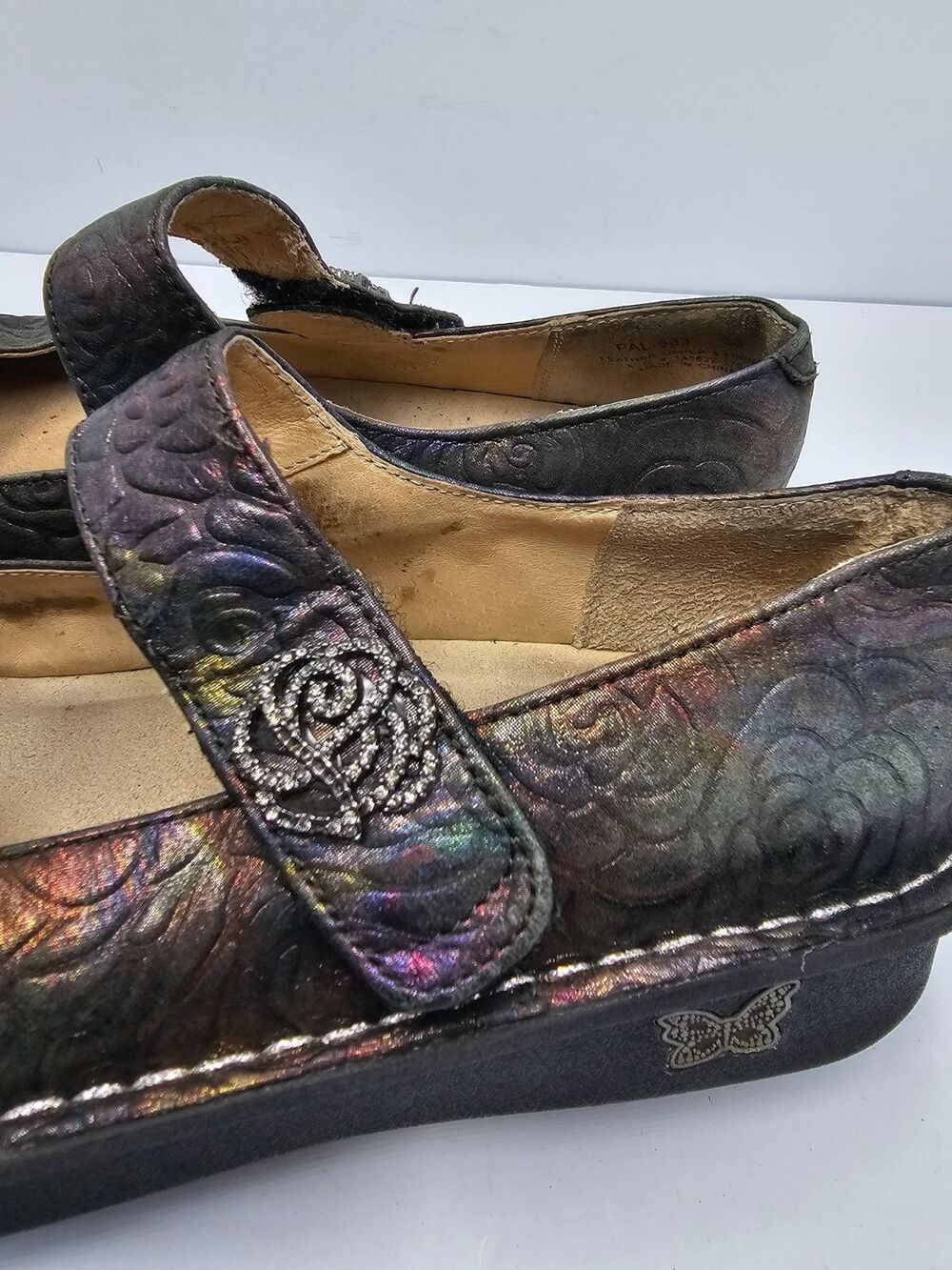 Alegria Paloma Floral Iridescent Leather Mary Jane Shoes Womens EU 38 US 8-8.5 - Picture 4 of 10